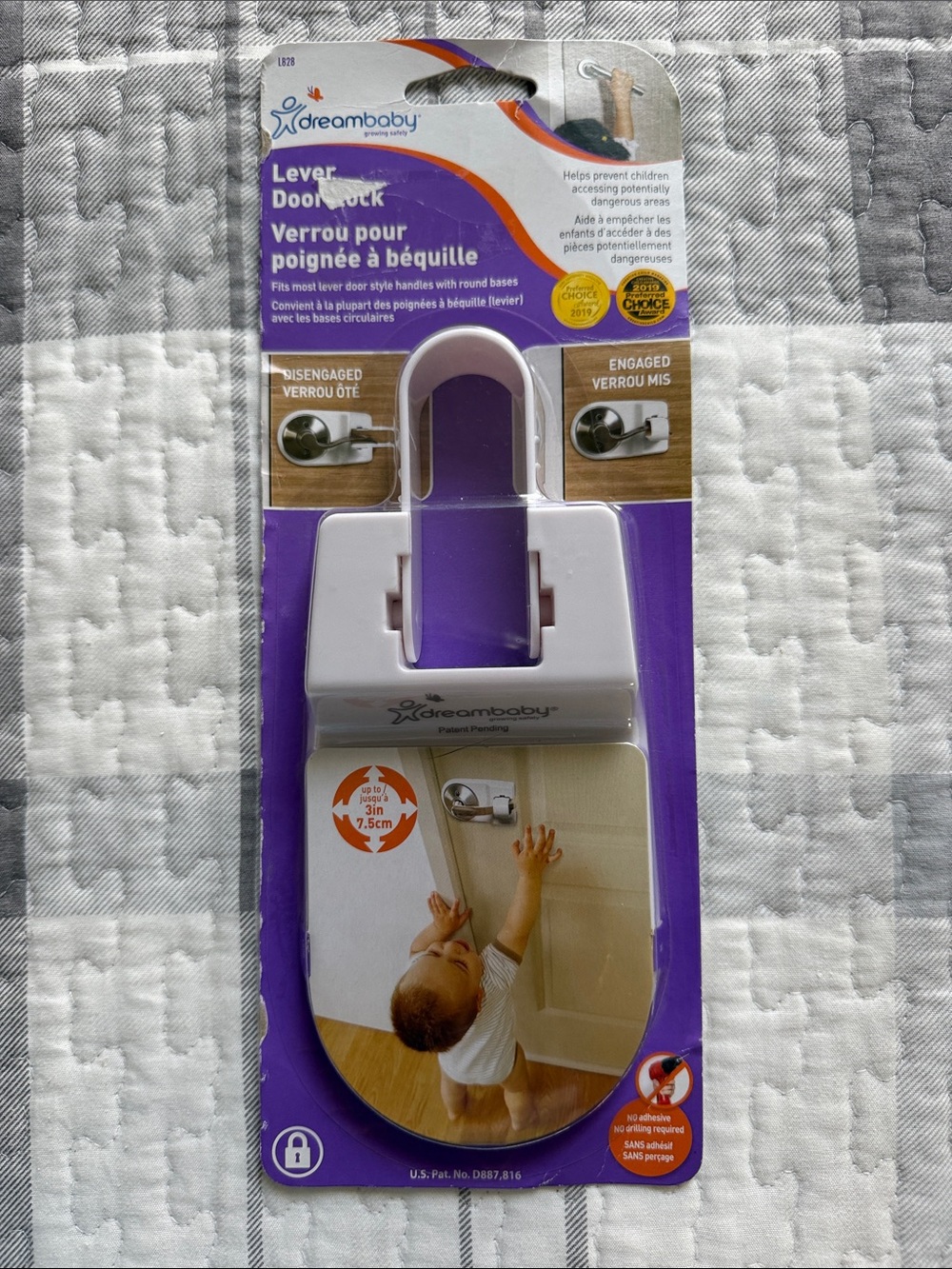 White  Lever Door Lock - Child Safety Door Handle Lock